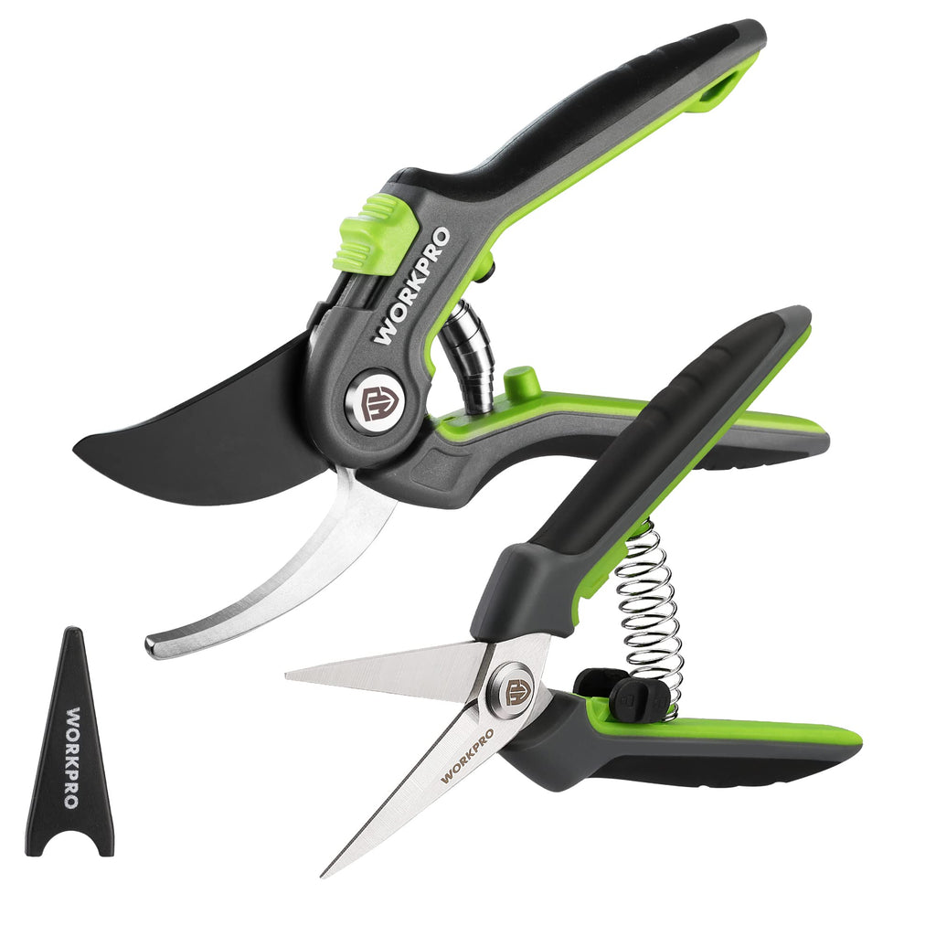WORKPRO 2-Pack Garden Pruning Shears, 8" Bypass & 6.25" Straight Shears