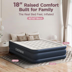 CHERIMOR Queen Air Mattress with Built in Pump, 18" Elevated Height, 48Hr Leak-Tested, Honeycomb Coil Support, 800 lbs Capacity, Fast 3-Min Inflation–Blow Up Mattress for Guest Room & Sleepover