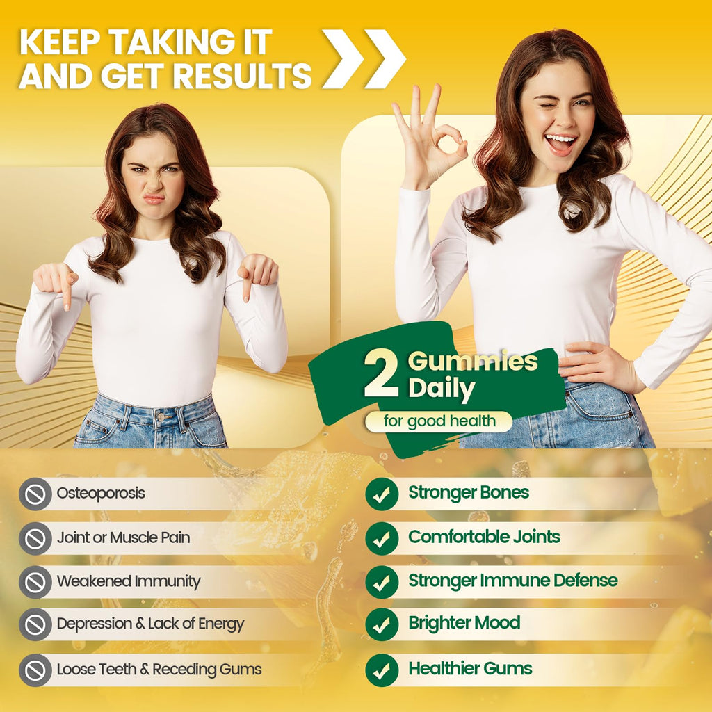 Vitamin D3 K2 Gummies, D3 10000 IU & MK7-200 mcg, 2 in 1 Vitamins D & K Complex | Vitamina D3 con K2 | Supports Calcium Absorption, Bone, Immune, & Heart Health, Easy to Carry and use (180 Gummies)