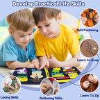 Qizfun Busy Board Book Montessori Toys for 1 2 3 4 Year Old, Boy Birthday Gifts, Educational Sensory Learning Toys for Toddlers 1-3, Car Airplane Travel Activities for Kids Ages 2-4 Year Old