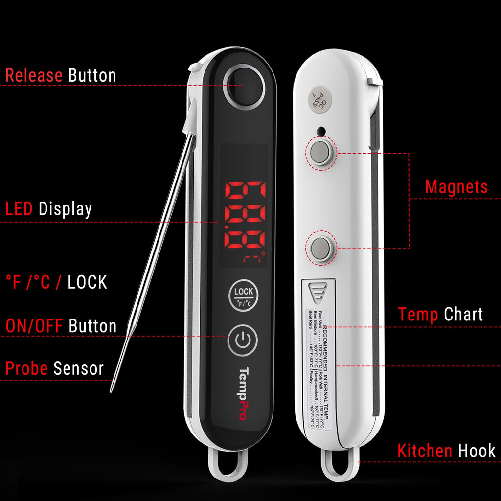 TempPro TP18 Instant Read Meat Thermometer Digital with Thermocouple Sensor, Cooking Food Thermometer for Grill, Smoker, BBQ, Oil Deep Frying, Candy, Kitchen Thermometer Bakeware(Previously ThermoPro)