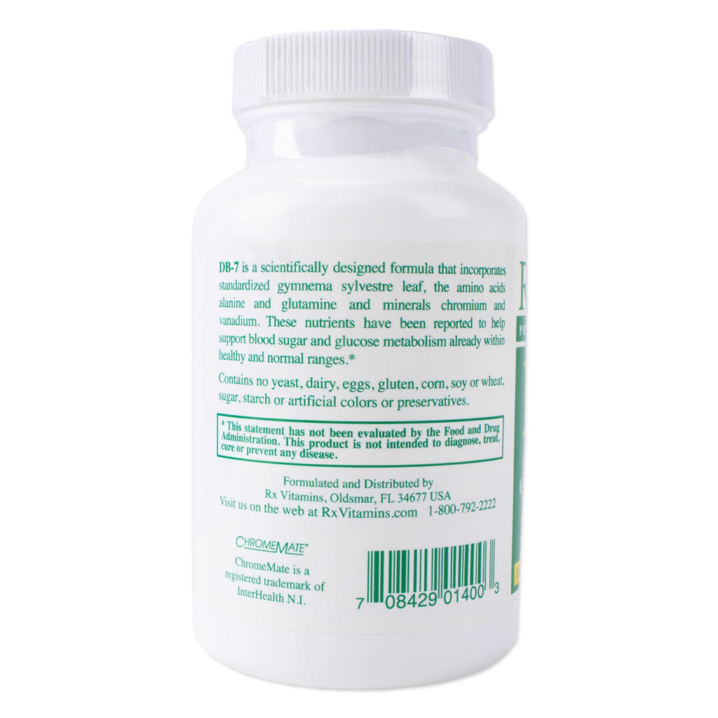 American Health Service DB-7 Balanced Sugar & Carbohydrate Metabolism Supplement with Chromium, Zinc, Vitamin C, & Vanadium, Hypoallergenic Supplement for Men & Women, 60 Capsules