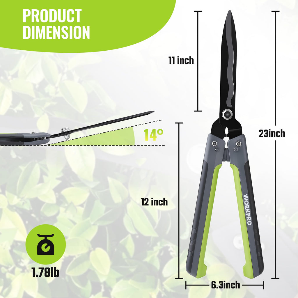 WORKPRO 23” Hedge Shears, Foldable Hedge Clippers for Most Garden Plants