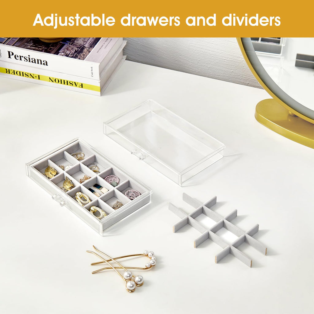 ProCase Earring Holder Organizer Jewelry Box with 5 Drawers, Grey