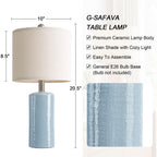 G-SAFAVA 20.5" Small Table Lamps for Living Room Lamp Set of 2 Ceramic Lamps for Bedroom Bedside Lamps Modern Boho Lamps for Night Stands Farmhouse Nightstand Lamp Side End Table Lamp, Light Blue