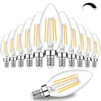 12-Pack Dimmable E12 LED Candelabra Bulbs 60W Equivalent, 3000K Soft Warm White, 600 Lumens B11 Candle Base 6W C35 LED Filament Vintage Light Bulbs, Clear Glass for Chandelier Ceiling Fan High CRI 90+