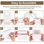 120pcs Small Cookie Boxes with Window, 4x4x2.5 In White Bakery Boxes