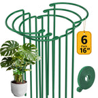 AMAGABELI 6 Pack 16 Inch Plant Support Stakes Peony Cage Heavy Duty Ring Metal Garden Support Structures Plant Cage with Ties for Indoor Flower Outdoor Tomato Hydrangea Monstera