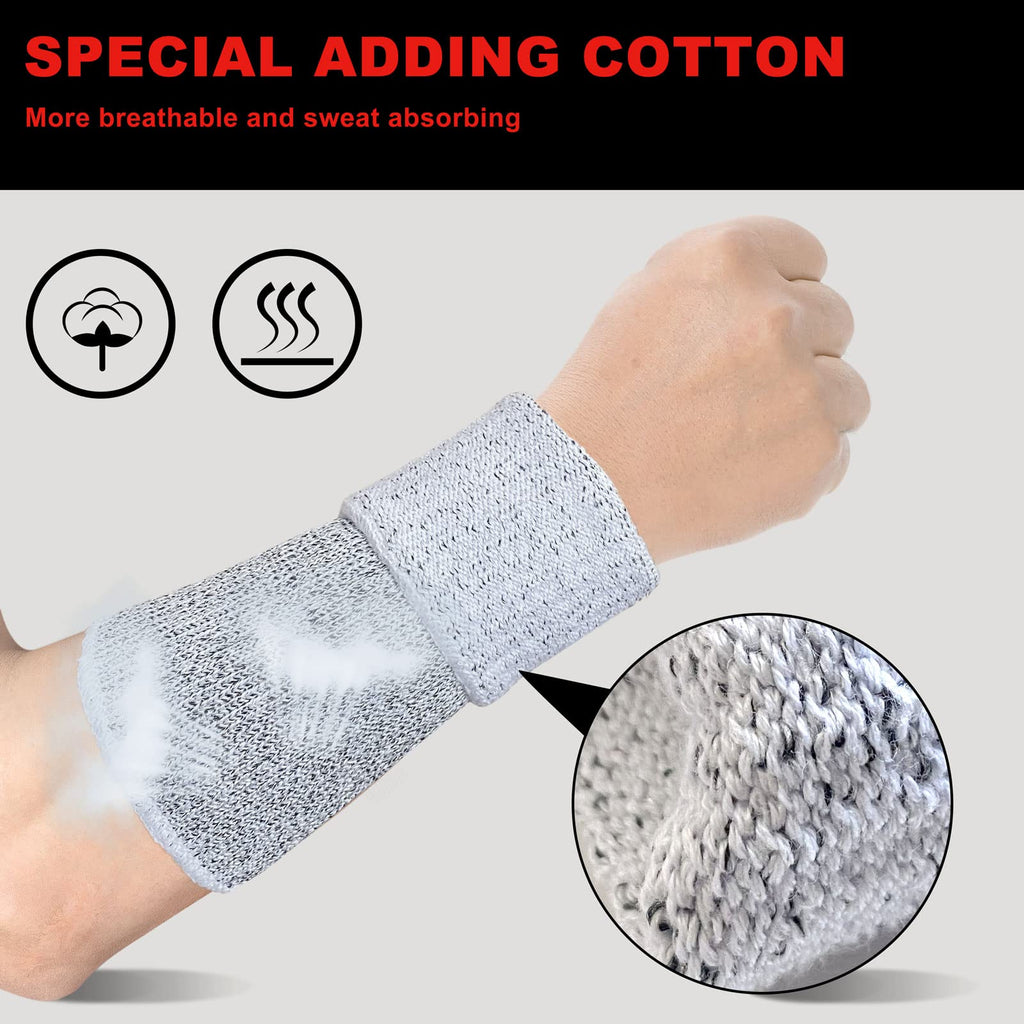 Evridwear Arm Protectors for Thin Skin and Bruising Cut Resistant Arm Sleeves Arm Guards Protective Sleeves for Men Women, 2 Pairs with Thumb Hole L/XL, Grey