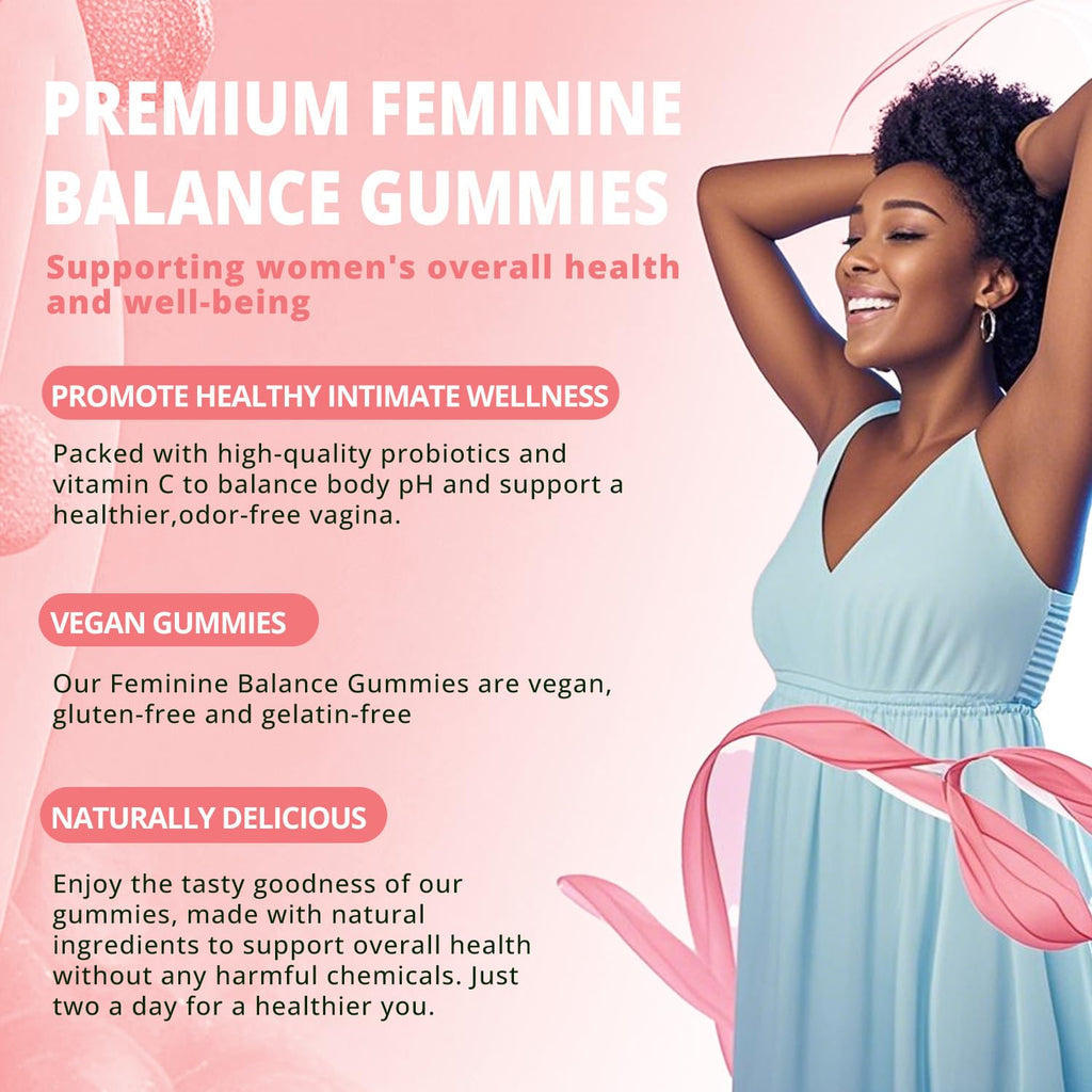 Nature Aurora Premium Feminine Balance Gummies - Women's pH Balance & Vaginal Probiotics Support with Immune Support - Vegan, Gluten-Free - Hawaiian Pineapple Flavor - 60 Count