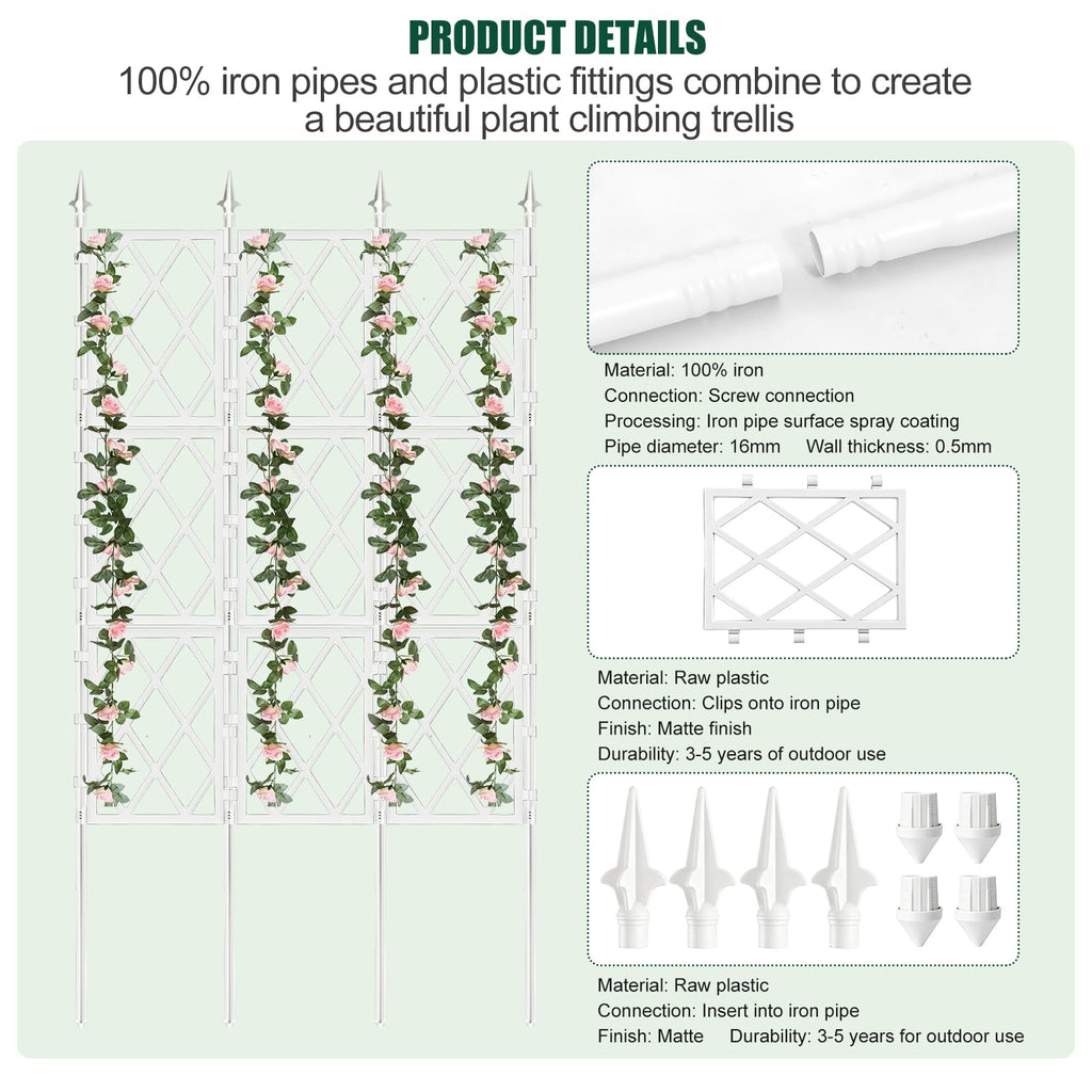 WellSign 63 Inch Metal Pipe Garden Trellis for Climbing Plants Outdoor