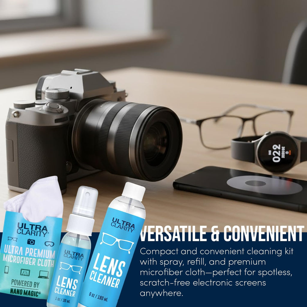 Ultra Clarity Powered by Nano Magic Eyeglass Lens Cleaning Spray 22oz Value Pack | 2 2oz Sprays, 6oz Spray, 2 6oz Refills, 5 Microfiber Cloths | Ideal for Glasses, Phone, Screens, Coated Surfaces
