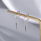 SLUYNZ Sterling Silver Spike Small Hoop Earrings for Women Teen Girls Geometric Hoop Earrings Huggie Drop (A-SILVER)
