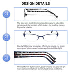 CRGATV 3-Pack Reading Glasses for Women Blue Light Blocking Metal Half Frame Computer Readers Anti UV/Eye Strain/Glare (+2.5 Magnification Strength)