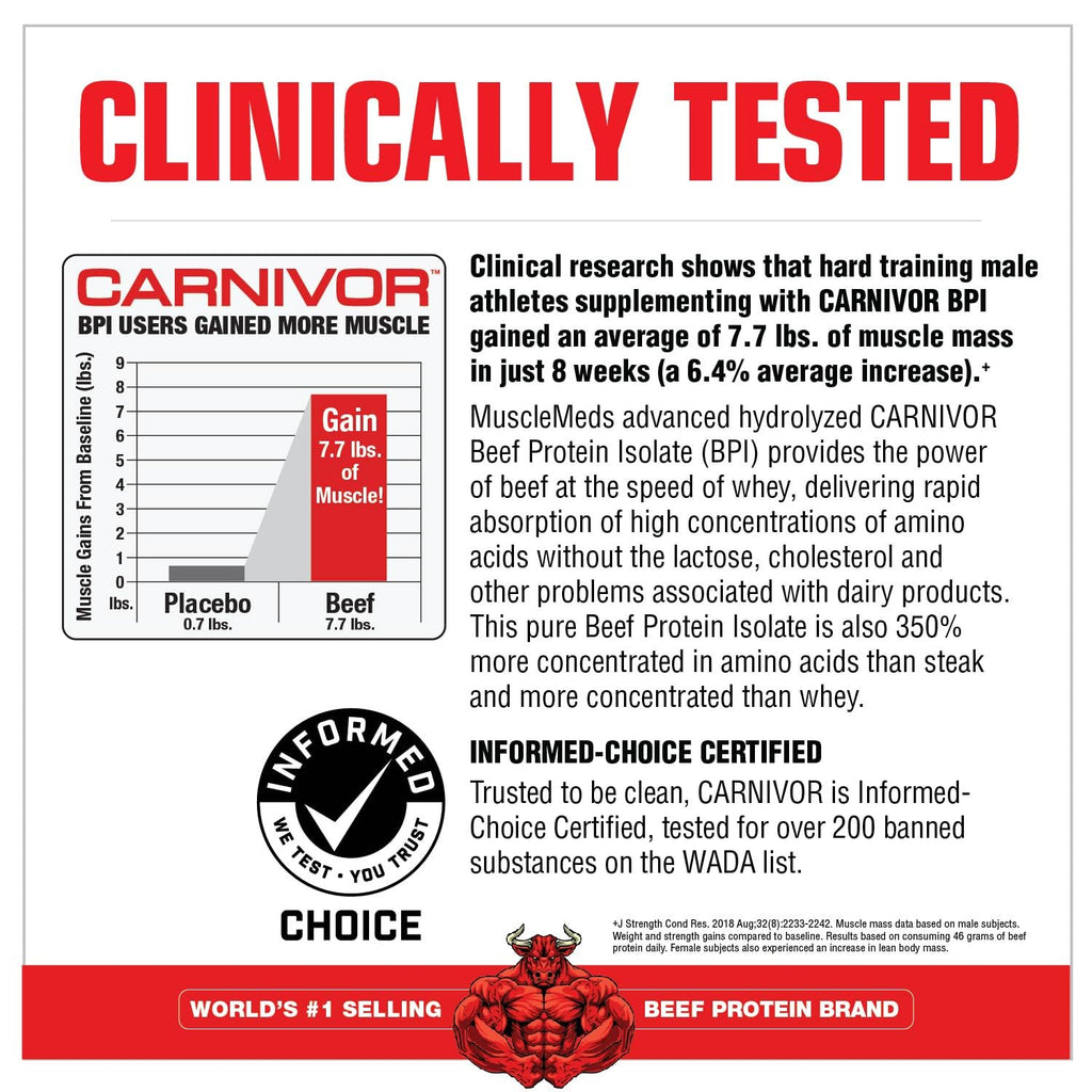 MuscleMeds CARNIVOR Beef Protein Isolate Powder, Muscle Building, Recovery, Lactose Free, Sugar Free, Fat, Free, 23g Protein, Fruity Cereal, 28 Servings