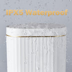 ELPHECO Bathroom Trash Can with Lid, 2 Gallon, Motion Sensor, White Gold