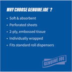 Genuine Joe Standard Bath Tissue, 4" x 4", 2-Ply, 550 Sheets/Roll, 80 Count