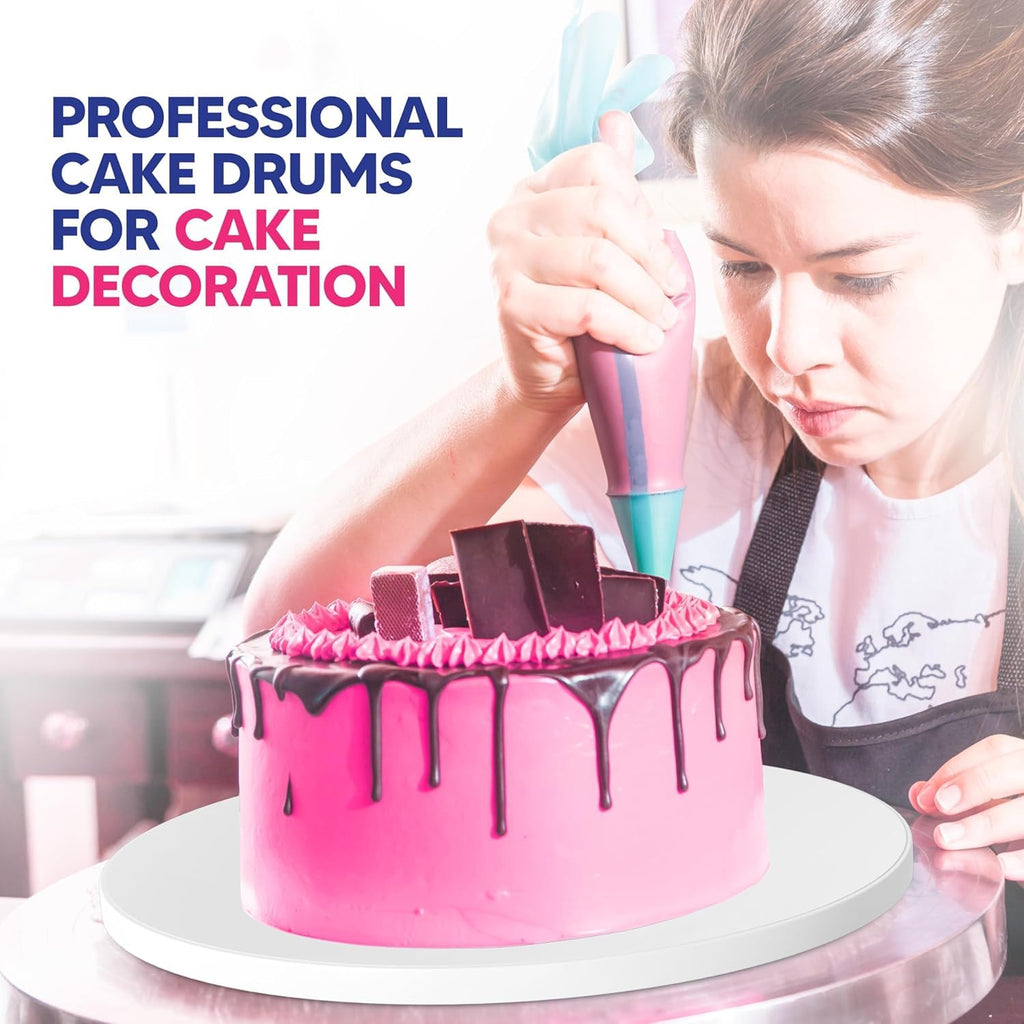 RICCLE Cake Boards - 8 Inch Cake Drums - Smooth-Edged Pack of 12 Cake Drums - Sturdy Cake Boards 8 Inch Round - Bend Resistant Multi-Layered Cake Base for Minimalist Displays