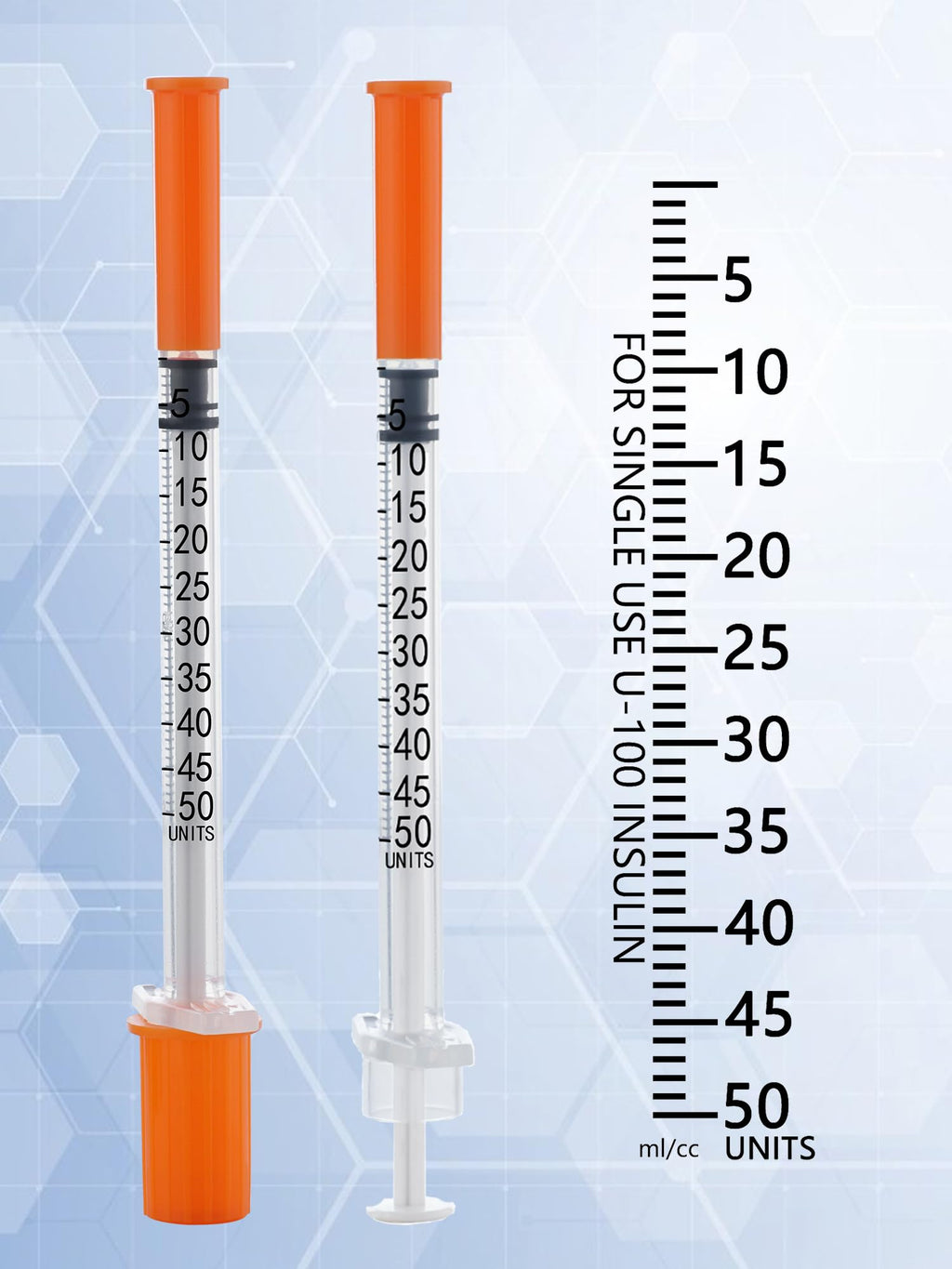 100 Pack 0.5ml Disposable Syringe, 32G 0.5cc 1/2 Inch (13mm) Lab Supplies Syringes, Individually Wrapped