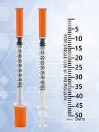 100 Pack 0.5ml Disposable Syringe, 32G 0.5cc 1/2 Inch (13mm) Lab Supplies Syringes, Individually Wrapped