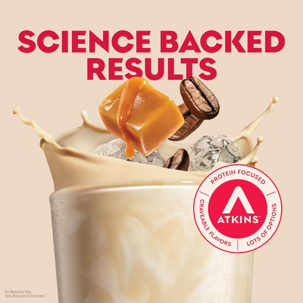 Atkins Café Caramel Iced Coffee Flavored High Protein Shake, 12 Count