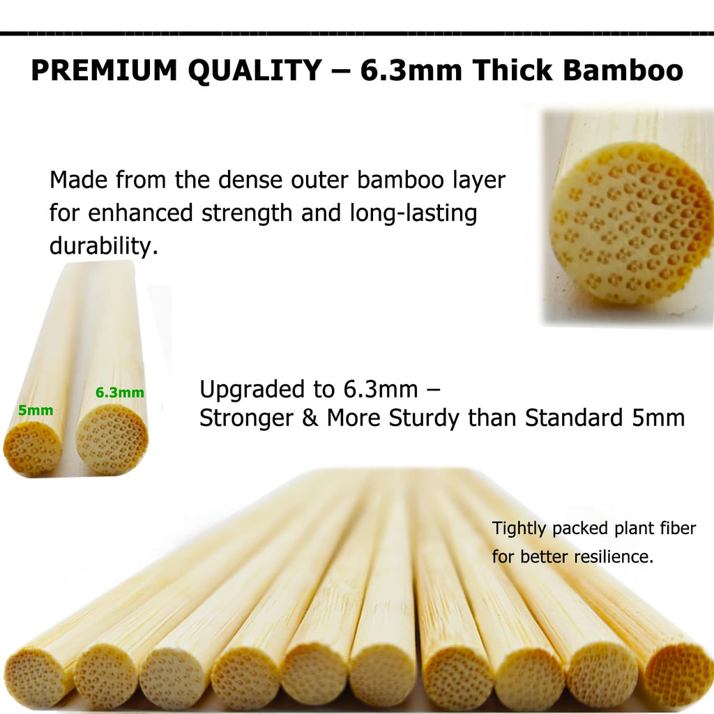 100Pcs 3ft/36in Bamboo Plant Stakes, Garden Stakes, Bamboo Stakes for Tomato, Beans, Potted Plants, Smores Sticks for Fire Pit, Natural Support for Gardening, BBQ, Camping, Home Cooking