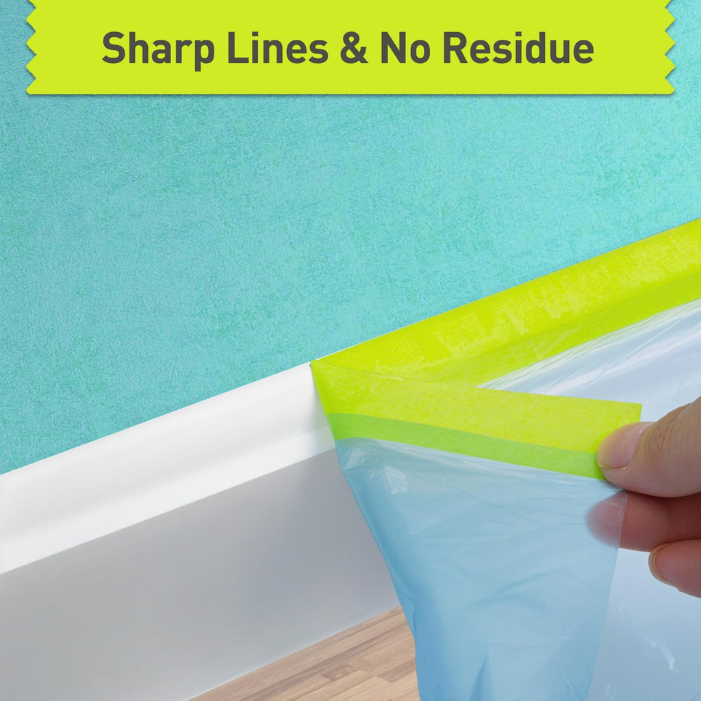 Tangibay Pre-Taped Masking Film for Painting - 22" x 66' Painters Plastic Sheeting with Automotive Paint Tape and Drape for Covering Cars, Walls, Windows and Furniture Protection (6 Rolls)