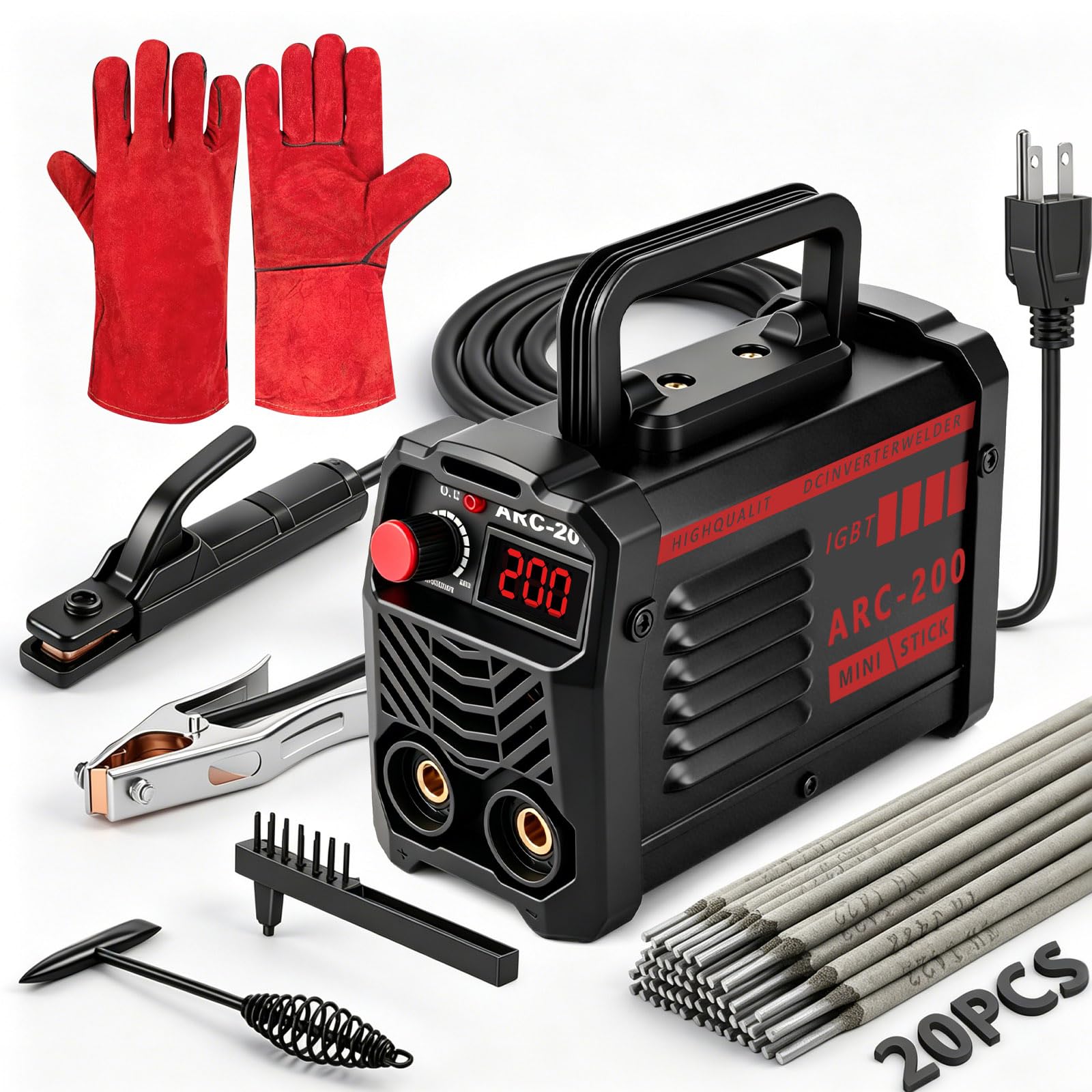 Hpoouo 200Amp 20PCS Rods Stick Welder, Super MINI Portable Welding Machine