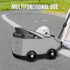 La La Pet 4-Wheel Dog Stroller with Sunshade Cover Collapsible Mesh Canopy Portable Pet Carrier for Outdoor Travel Shopping Walking Suitable for Small Dogs and Cats Gray
