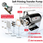 Water Transfer Pump, 115V 1/10HP 330GPH Utility Water Pump Electric With 6ft Suction Hose Kit, Portable Small Water Pump For Pool Draining, Removing Water From Rain Barrel, Aquariums, etc.