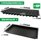 RooTrimmer 10 Pack 1020 Seed Starter Trays and 10 Pcs 72 Cell Plug Trays, Thick Durable Seedling Plastic Nursery Tray for TD538 1020 Tray Germination (10 Sets)
