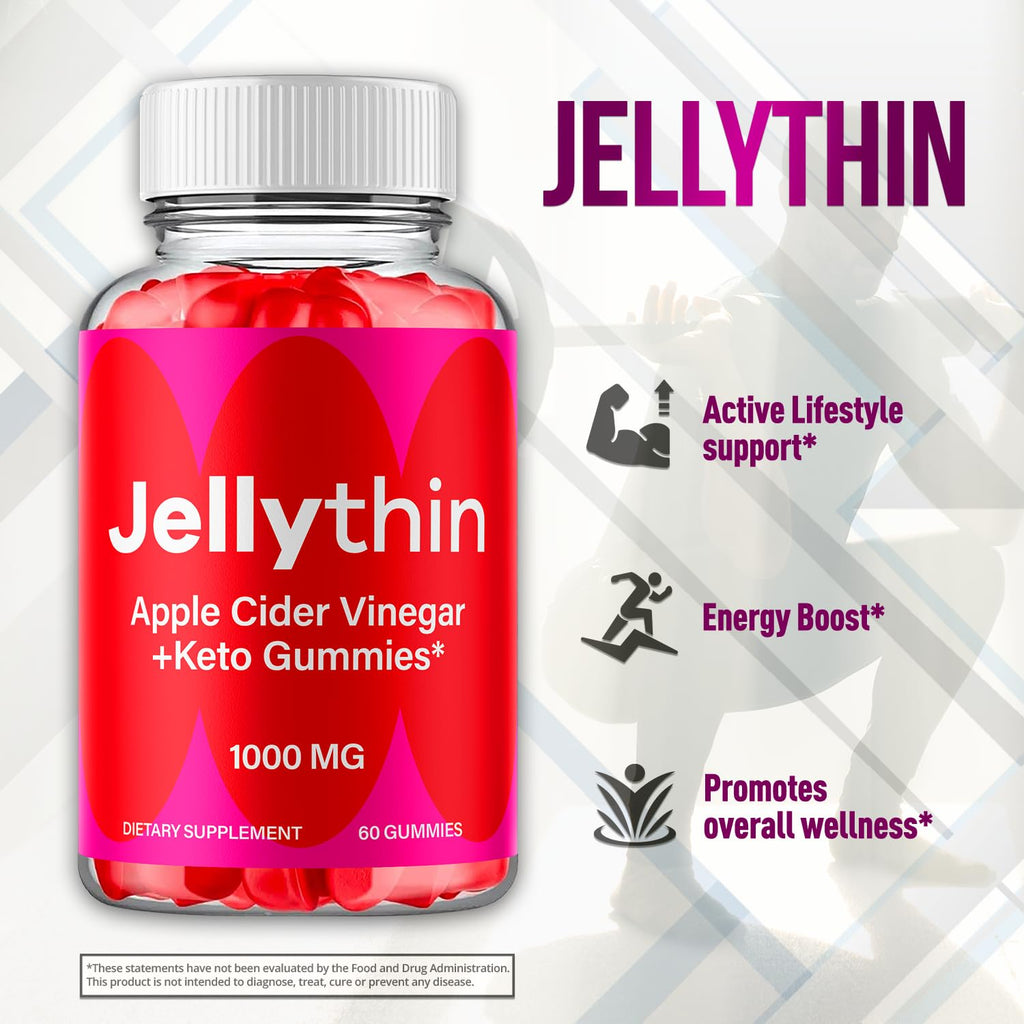 (5 Pack) Jelly Thin Gummies, Jellythin Weight Management Gummys with Apple Cider Vinegar, Advanced Health and Wellness Formula Gummys with Maximum Strength Active Lifestyle Multivitamins (300 Gummies)