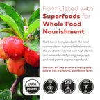 Organic Iron Supplement | Whole Food Mineral & Cofactors, 25 mg Elemental | Enhanced Absorption Plus Blood Health Vitamins – Gentle Form – Supports Healthy Levels & Blood Health – 90 Capsules