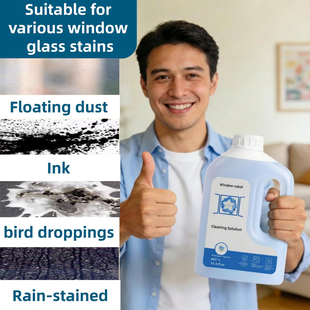 440934 1L Window Cleaner, Cleaning Solution Compatible with ECOVACS Winbot W2 PRO Omni/W2 Omni/W2 PRO/W1 PRO/WINBOT MINI,Glass Cleaner Liquid,Window Cleaning Robot.(1 Bottles)