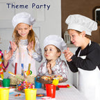 IAGBIBUI Kids Apron and Chef Hat Set, 24 Pieces Boys Girls Kids Apron with 2 Pockets Adjustable for Cooking Classroom Baking Painting, 6-13 Years, White