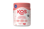 KOS Vegan Protein Powder, Strawberries & Cream USDA Organic - Low Carb Pea Protein Blend, Plant Based Superfood with Vitamins & Minerals, Gluten Free - Meal Replacement for Women & Men - 10 Servings