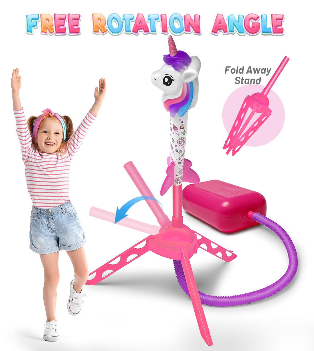 beefunni Unicorn Rocket Launcher for Kids,4 Unicorns Outdoor Toys for Girls