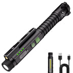PASIION EDC Flashlight Rechargeable,800 Lumen Small Flashlight with Magnetic Clip & Base, 11 Modes LED Flashlight,Glass Breaker&Bottle Opener, USB-C Flashlight for Working,Home and Emergency