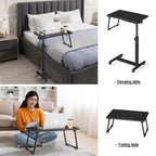 Eocnrhe Adjustable Overbed Bedside Table, Hospital Bed Table with Wheels, Portable Rolling Desk, Mobile Small Standing Desk, Rolling Laptop Stand, Computer Cart