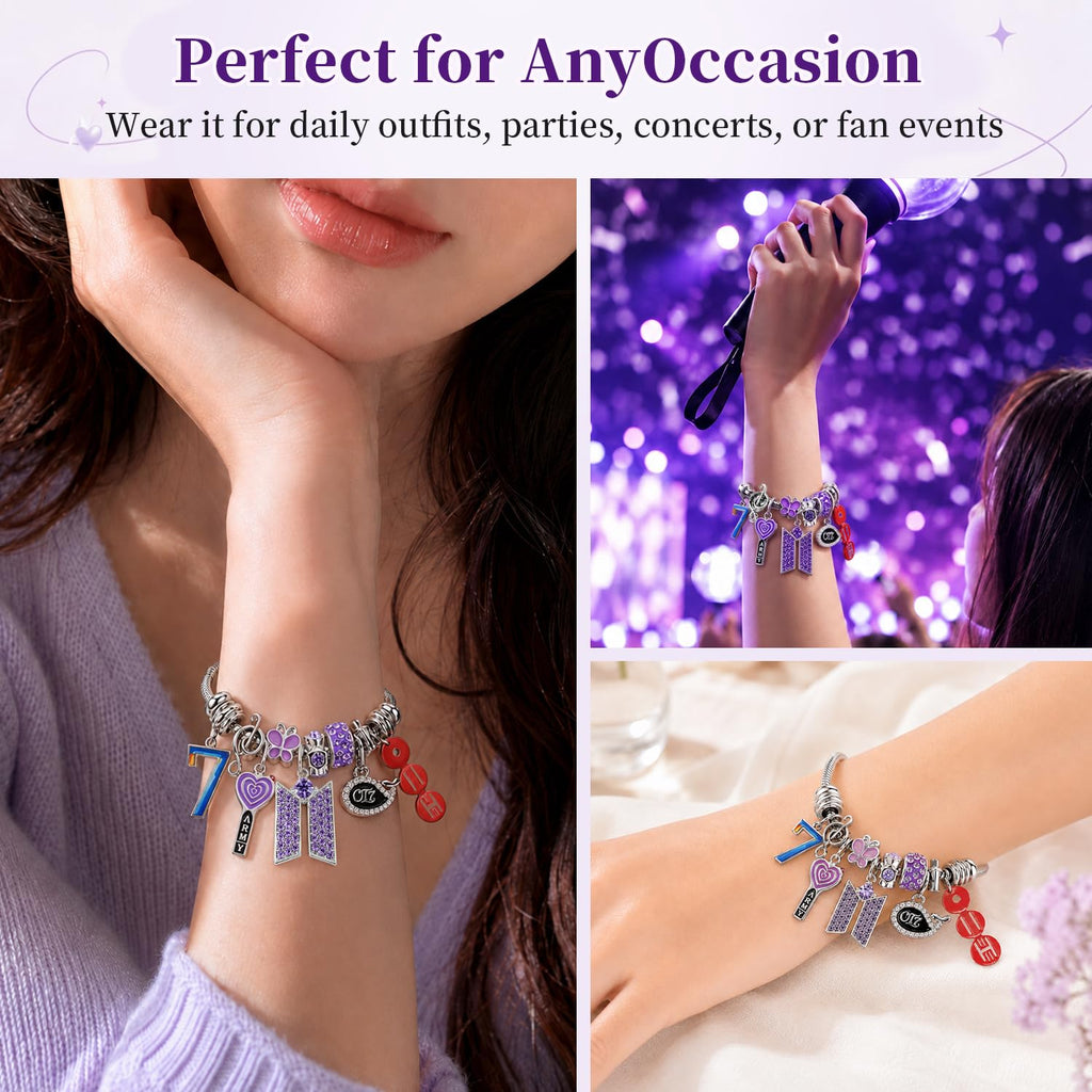 CelyBoutique ARMY-Inspired Stainless Steel Bracelet Adjustable Lobster Clasp Chain K pop Fan Jewelry Friendship & Motivational Gift for Women