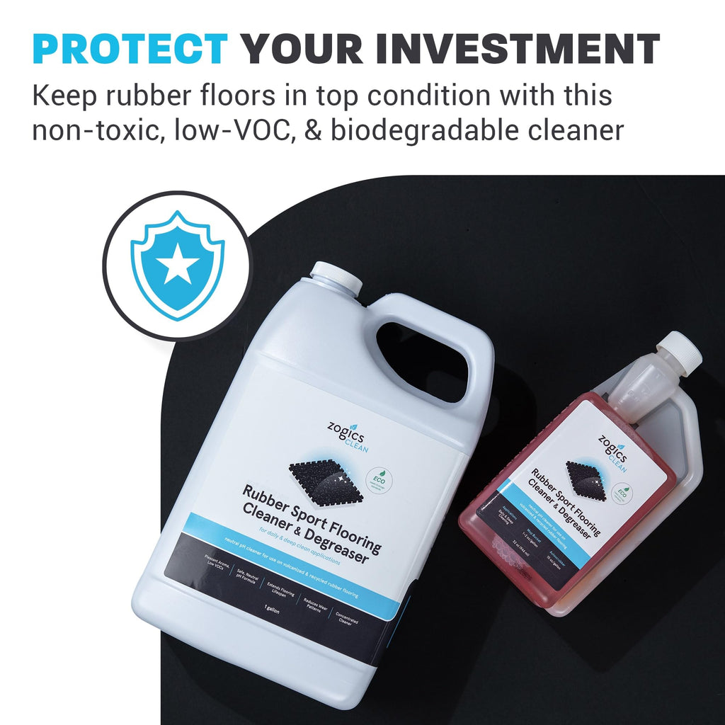 Zogics Rubber Flooring Cleaner and Degreaser – Cleaner Concentrate and Heavy Duty Degreaser for Rubber Floors and Mats, Biodegradable and Non Toxic Cleaner (4 Gallons/Case)