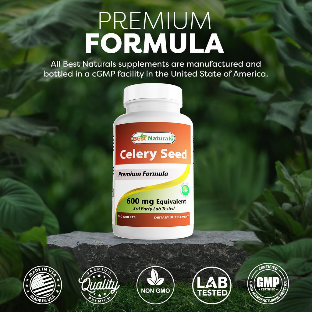 Best Naturals Celery Seed 600 mg 180 Tablets (180 Count (Pack of 3))