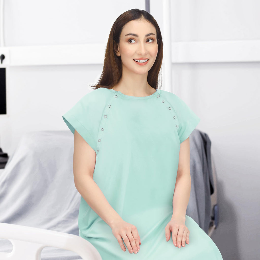 Women's Hospital Gown Patient Gown, Green Lilly, Large-X-Large