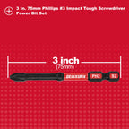 Geinxurn Impact Tough #2 Phillips 3 in. D2 Steel Long Extension Insert Driver Bits,30Pack 1/4 Inch Hex Shank Long Cross Magnetic PH2 Screwdriver Bits Set