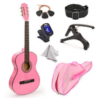 MasterPlay Kids Guitar, 30” Beginner Classical Wood Guitar For Learners, With starter kit, Bag, Strap, Tuner, Pick, Extra String, Cleaning cloth, Christmas, Birthday Gift for Girls Ages 5-12, Pink