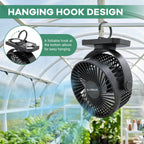 Grow Tent Fan 6”, Magnetic Fan for Greenhouse Plant with Brushless Motor and Hook, 3 Speeds Strong & Quiet Airflow, LED, Timers, 720° Adjustable Airflow Angle for Hydroponics Circulation Cooling