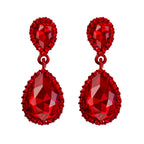 EVER FAITH Women's Austrian Crystal Wedding Party Prom Dangle Earrings Red