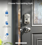 Veise Keyless Entry Door Lock with 2 Knobs, Electronic Backlit Keypad Deadbolt with Handle Set, Auto Lock, One-time Codes, Smart Deadbolt for Front Door, Easy Installation, Satin Nickel