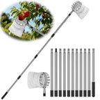 BURMONG 13.8 FT Telescoping Fruit Picker Pole with Soft Basket, Long Reach Tree Fruit Harvester Tool for Apple, Mango, Orange & More, Extendable Fruit Picking Tool for Garden Orchard