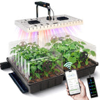 MetryGrow 48W Full Spectrum LED Grow Light Seed Starter Kit, 80-Cell Tray with 30W Heating Mat & Adjustable Dome, Waterproof Germination System for Healthy Indoor Seedlings